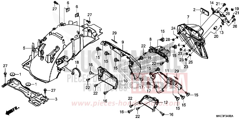 REAR FENDER for Gold Wing CANDY ARDENT RED (R367) from 2018